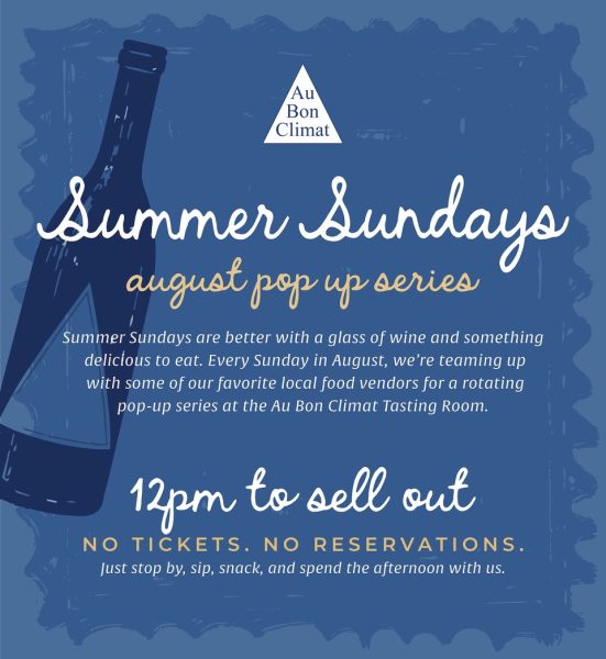 Summer Sundays August Pop-up series at Au Bon Climat Winery Tasting Room